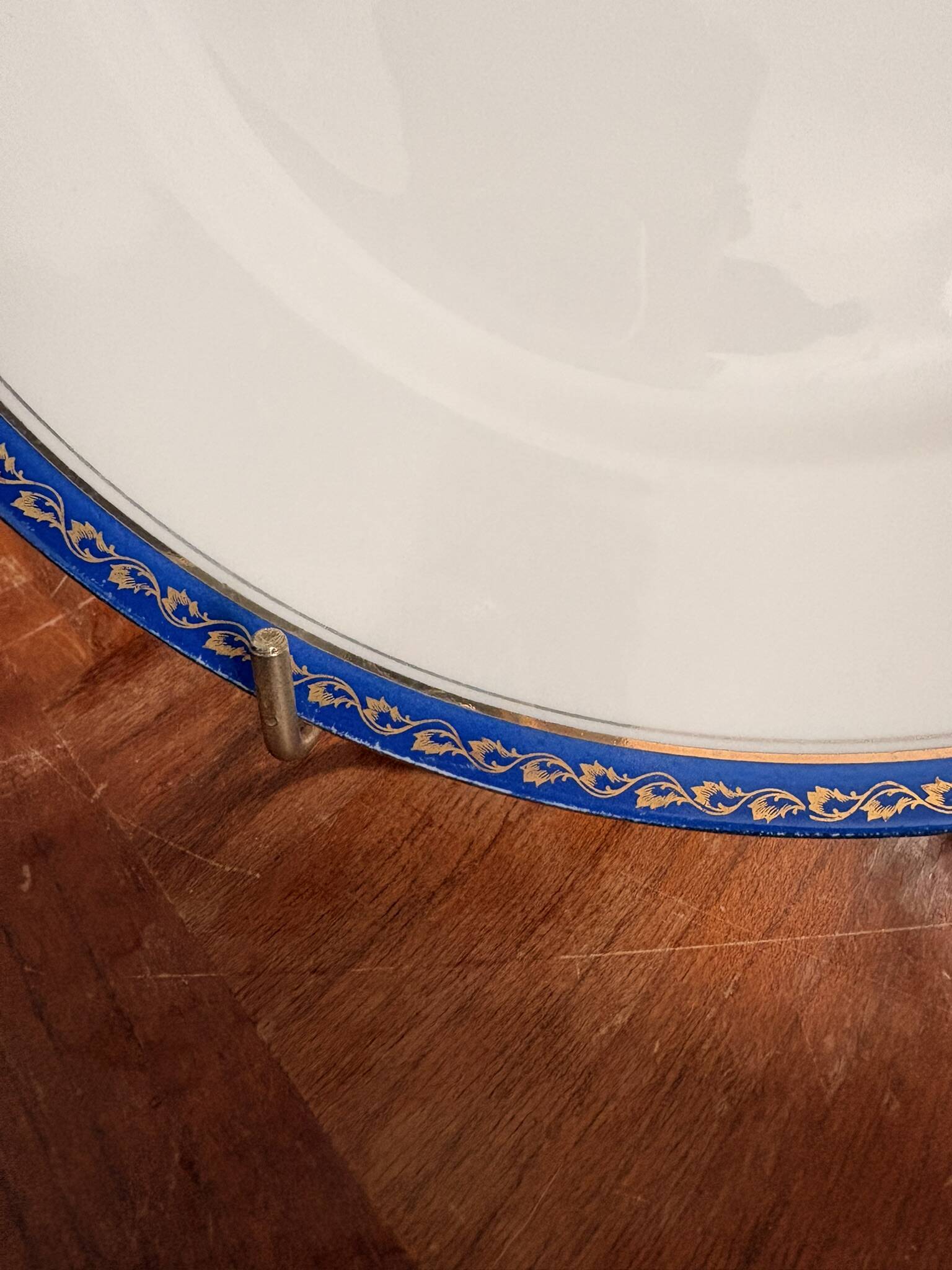 Lot 5 Plate Porcelain Limoges Blue Gold Betoule & Legrand France