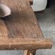 Large upcycled golden teak coffee table L1m60 W70 H45