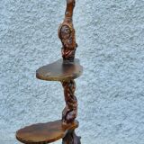 Brutalist shelf wood and vine holder vintage plant 1960