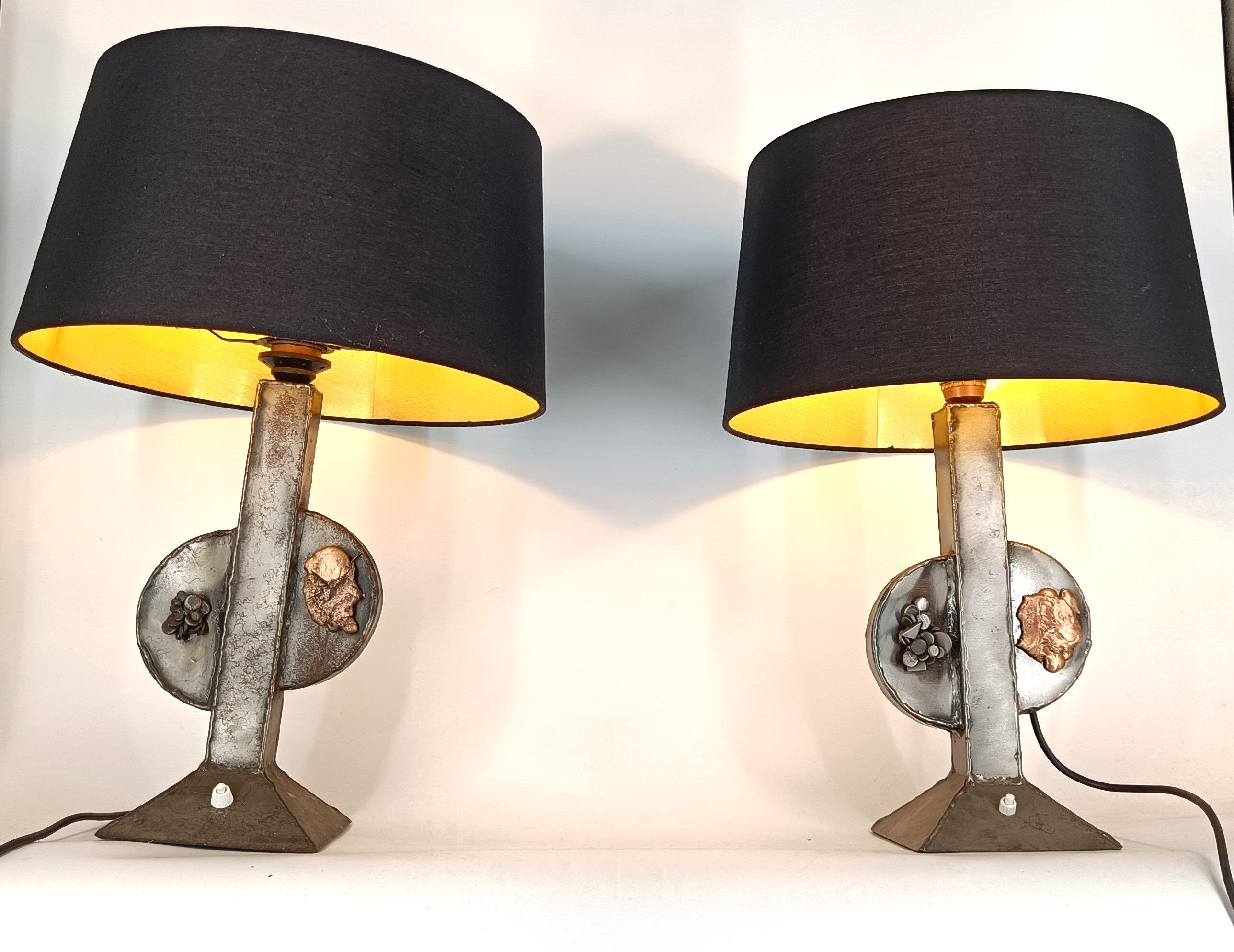 Pair of brutalist table lamps, 1970s