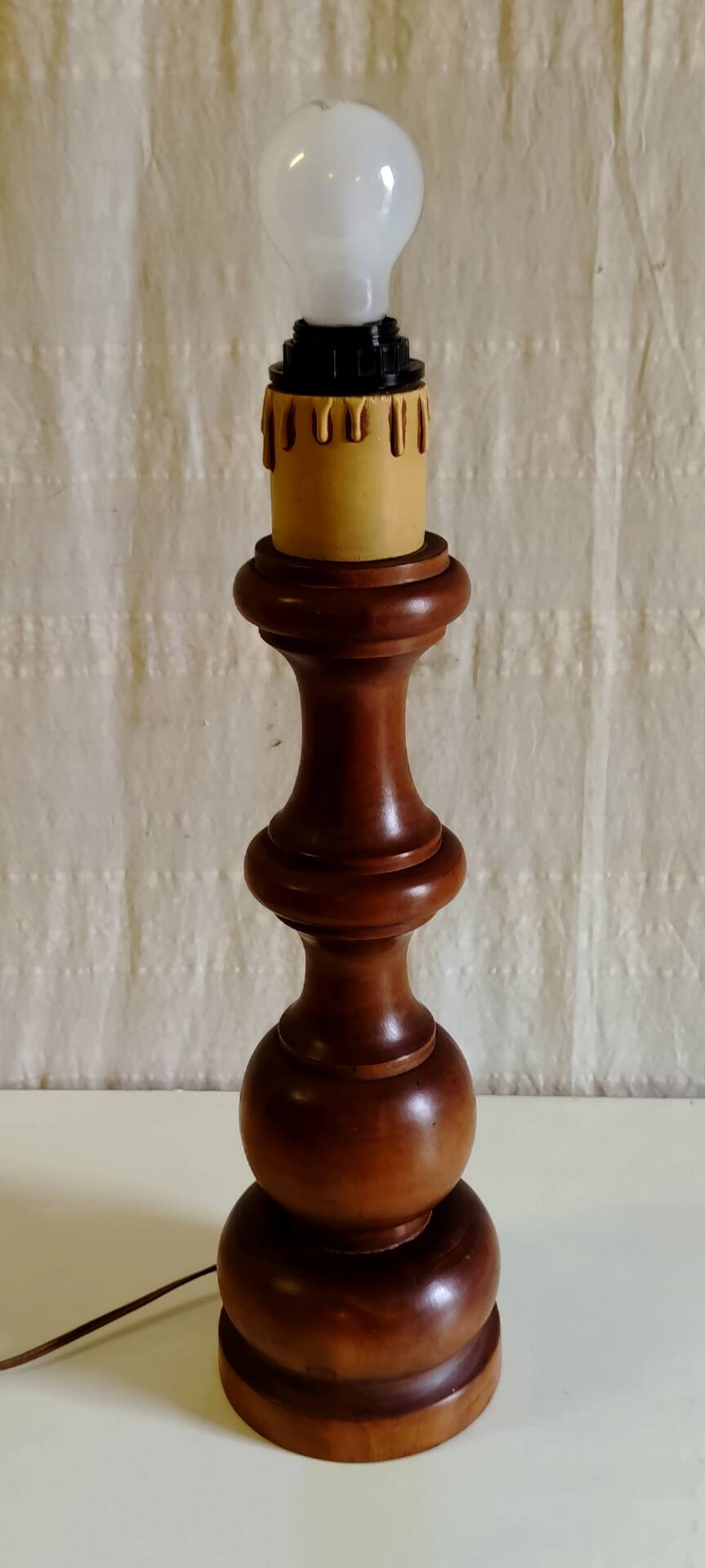 Table lamp base made of solid turned wood - mid 20th century