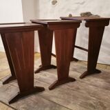 Series of 3 tables gignogne art deco marquetry