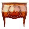 Curved chest of drawers Louis XV style marquetry with cube bottom XX century
