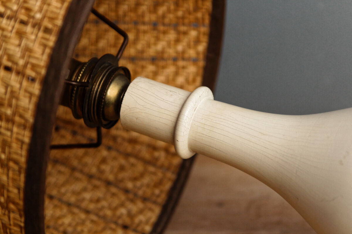 Turned wooden lamp, design Philippe Capelle