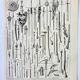 Old engraving 1898, Ancient weapons, sword, pistol, knife • Lithograph, Original plate