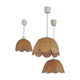 Trio de suspensions fleurs rotin vintage
