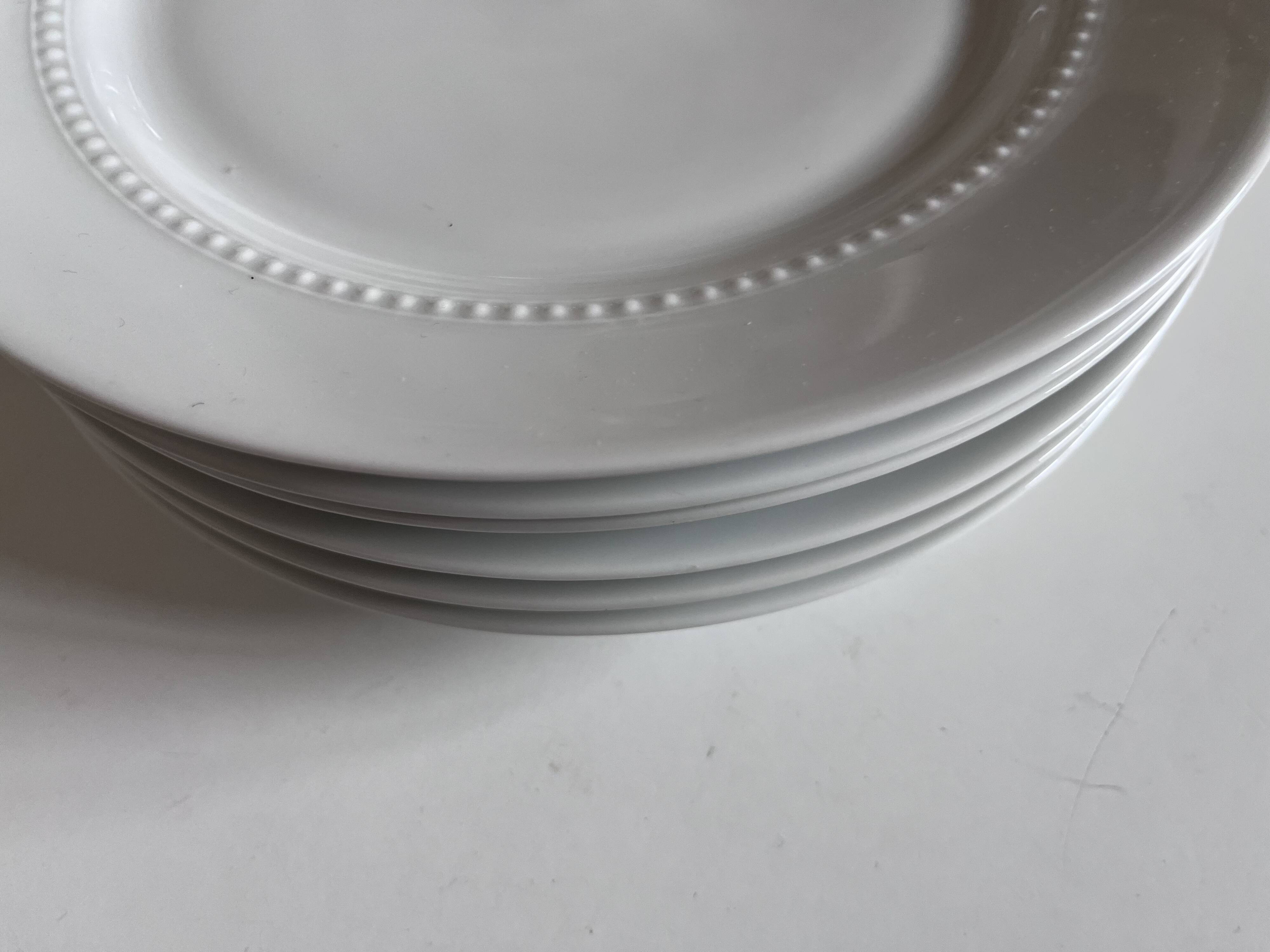 Set of 6 neo-classical pearl white porcelain dinner plates by Bareuther.