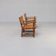 50s oak brutalist spanish chair with saddle leather