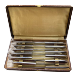 Old box 12 knives Art Deco Bakelite and chromed metal Apollonox