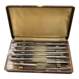 Old box 12 knives Art Deco Bakelite and chromed metal Apollonox