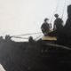 Oil on Wood Framed and Signed Henri Merlet : Fishing Boat between Dog & Wolf
