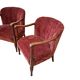 Paire de fauteuils vintage des années 60 en chêne et velours damassé.