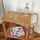 Rolling dessert trolley rattan bamboo terracotta