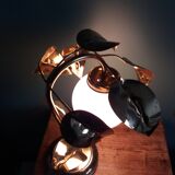 Lampe feuillage fleur métal doré et globe en verre style Hollywood Regency