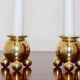Pair of Mid-Century Swedish Brass Candle Holders by Gusum