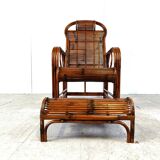 Mid century rattan and bamboo garden chair, 1950s
