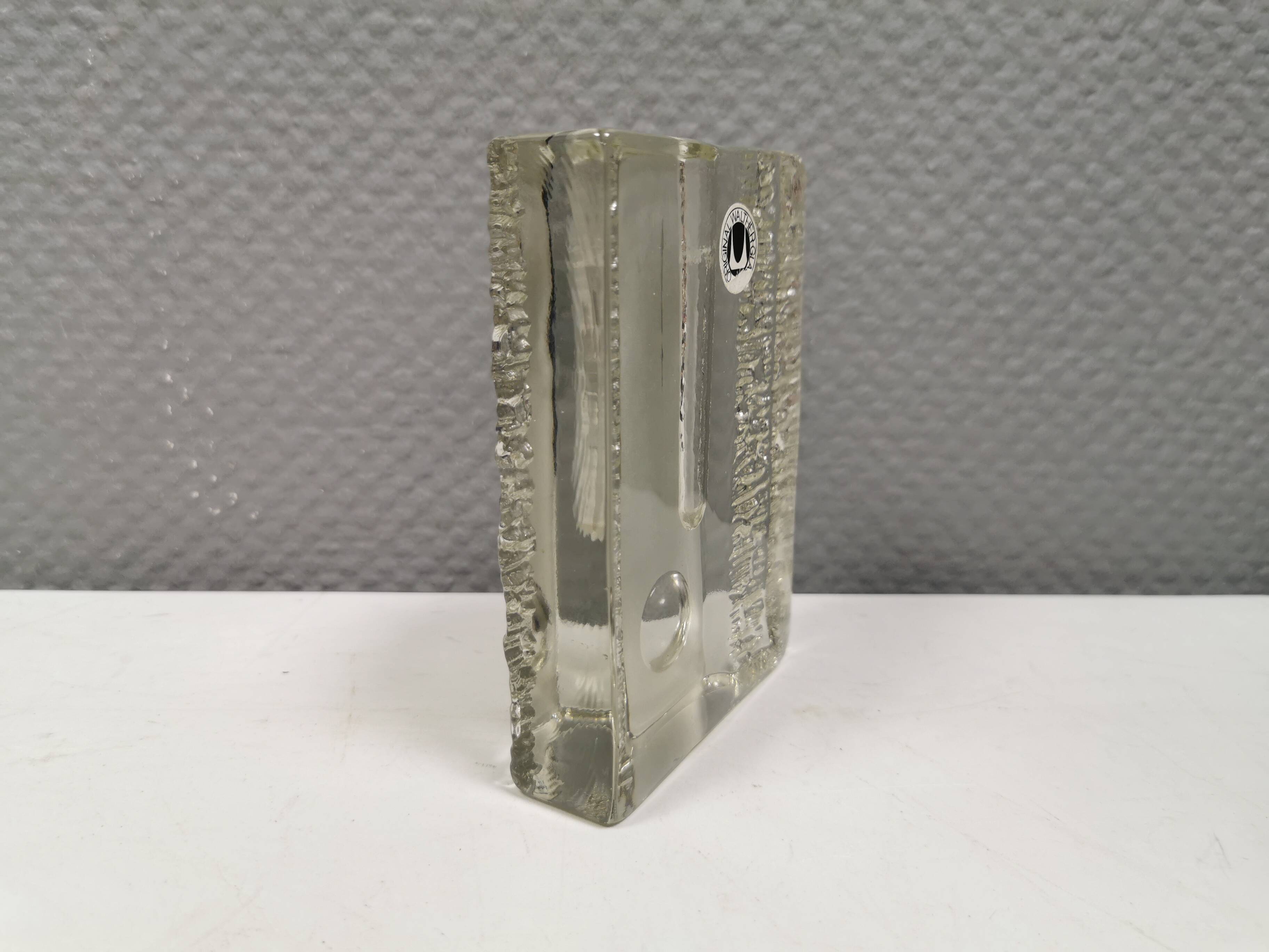 Pukeberg Walther Glass rectangular “solifleur” glass vase with one stem.