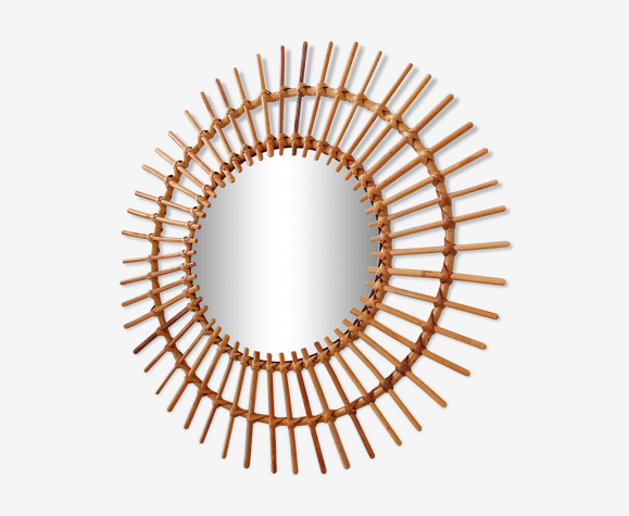 Miroir sorcière en rotin