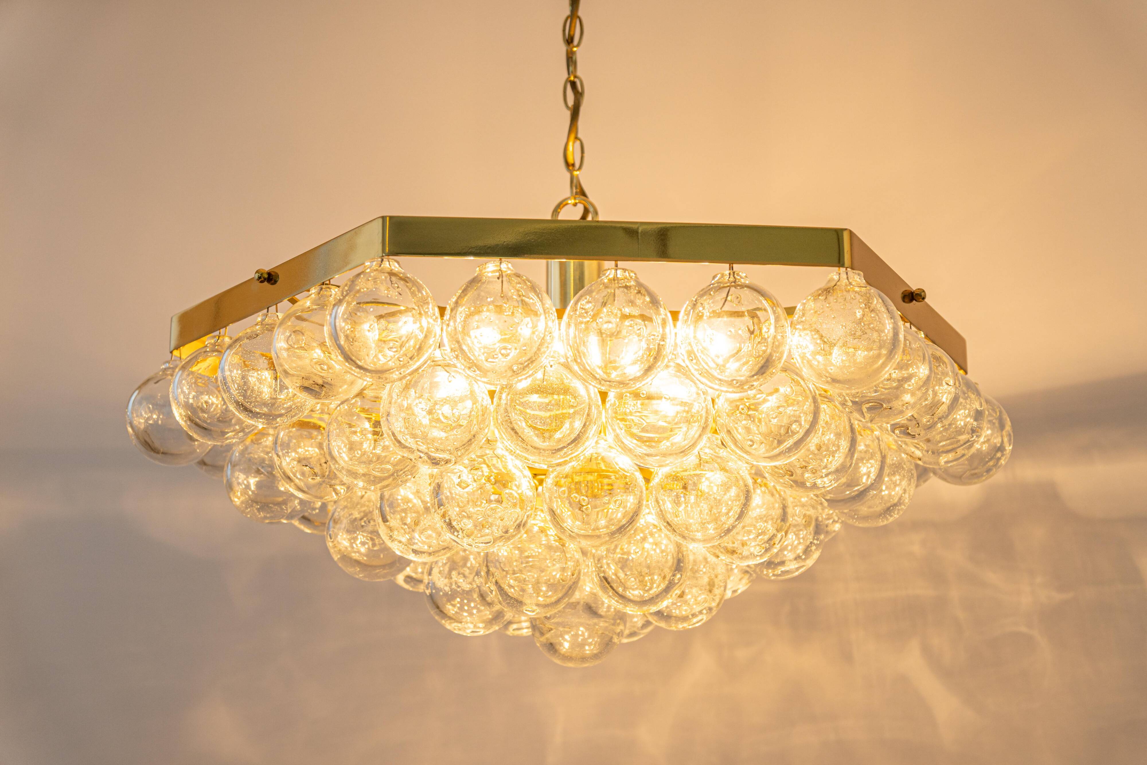 Extra-large glass Tulip chandelier by Kaiser, Germany, 1960s.