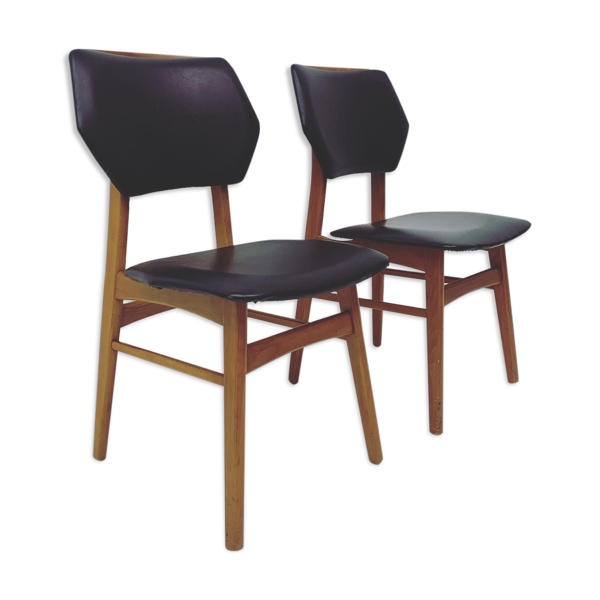 2 1960's vintage skai Stoelen dining chairs | Selency