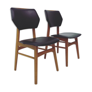 Jeu de 2 chaises à manger vintage skai Stoelen 1960’s