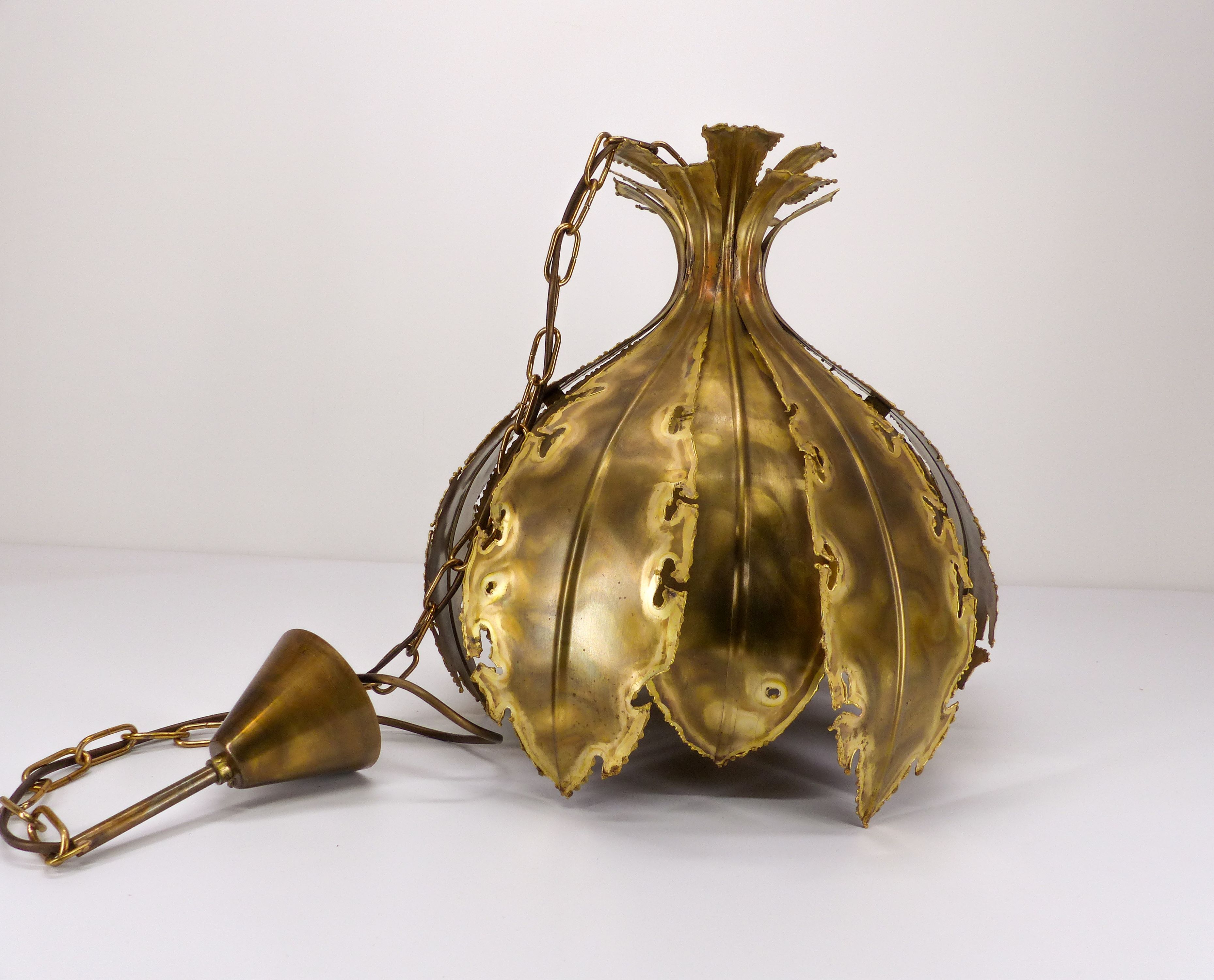 Brutalist brass pendant lamp Svend Aage Holm Sørensen 1960