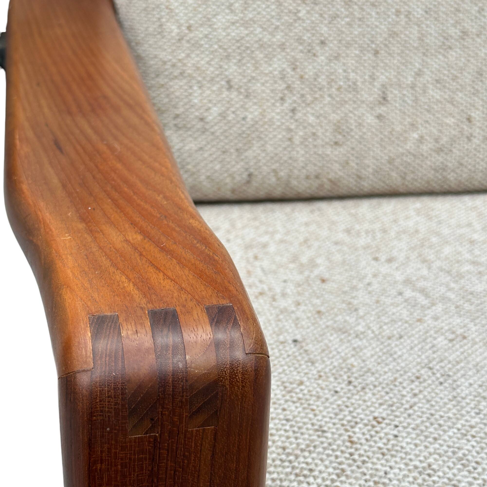 Vintage Scandinavian armchair in teak and wool - 1960s