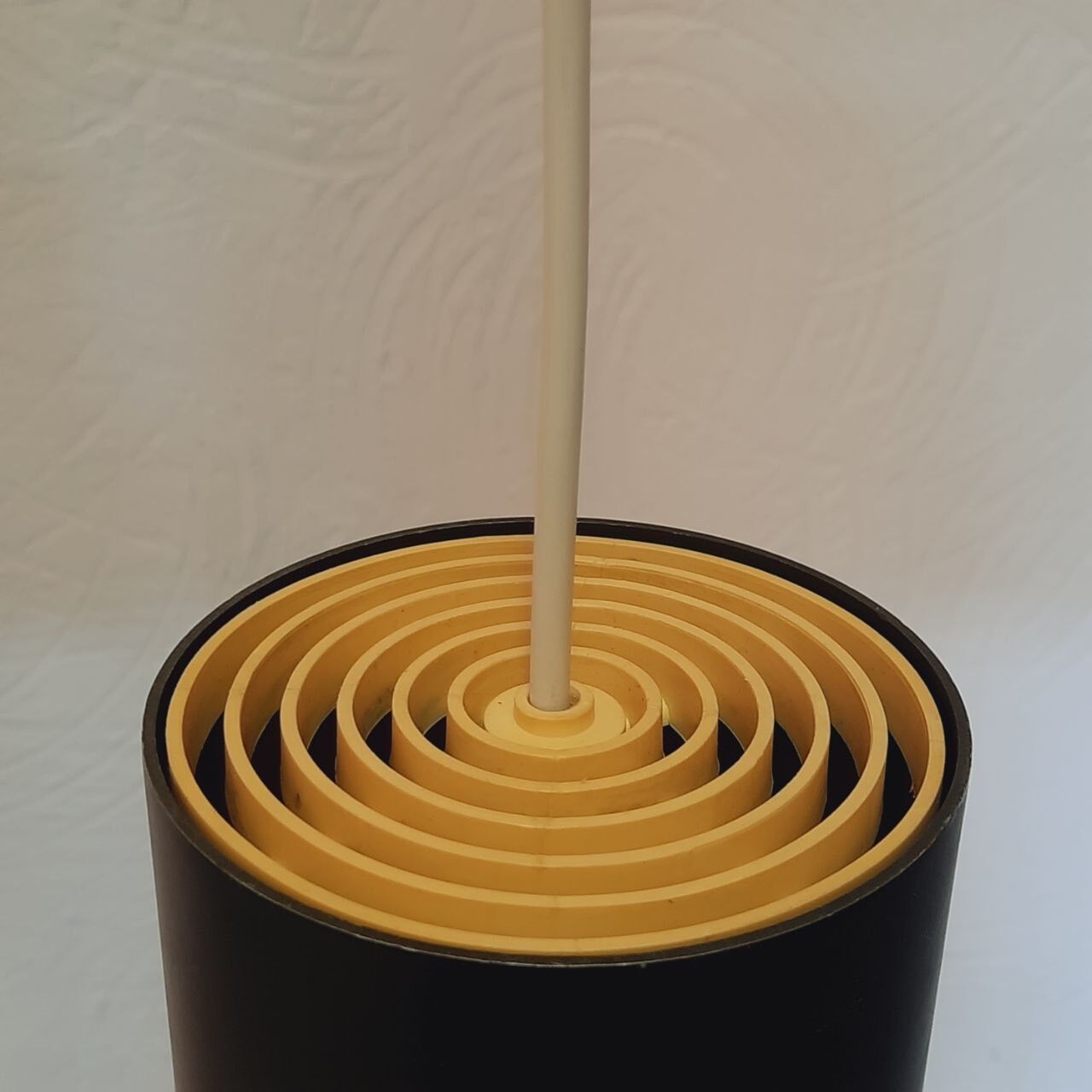 Three vintage suspension lamps, copper aluminum and glass