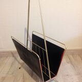 Magazine holder in gold metal and black / vintage dressing 60s-70s