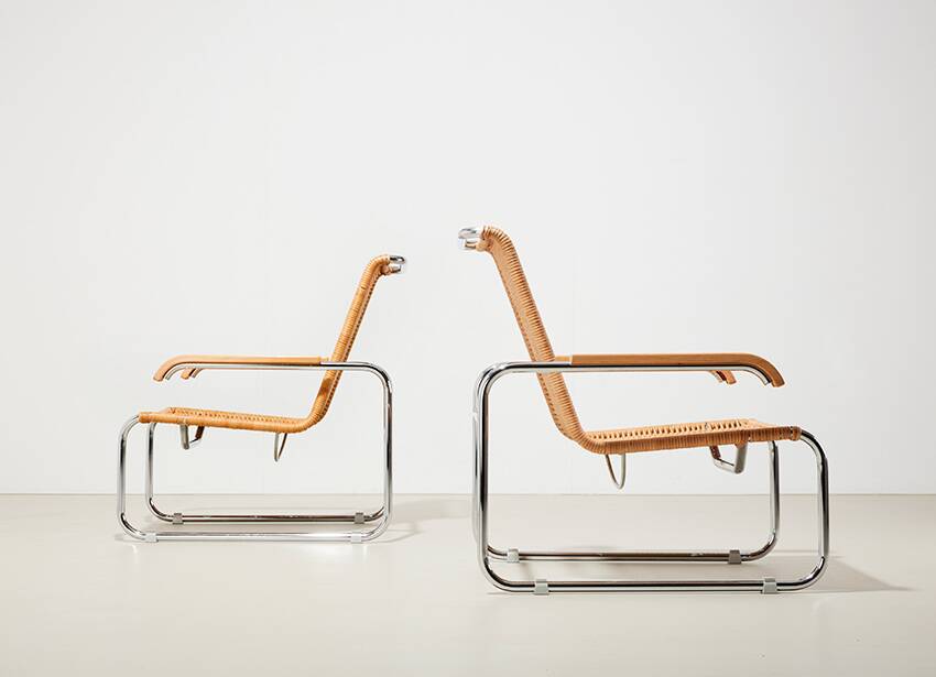 Marcel Breuer Pair of B35 Lounge Chairs for Thonet 1990s