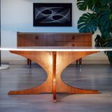 Scandinavian coffee table, teak and marble, 1960