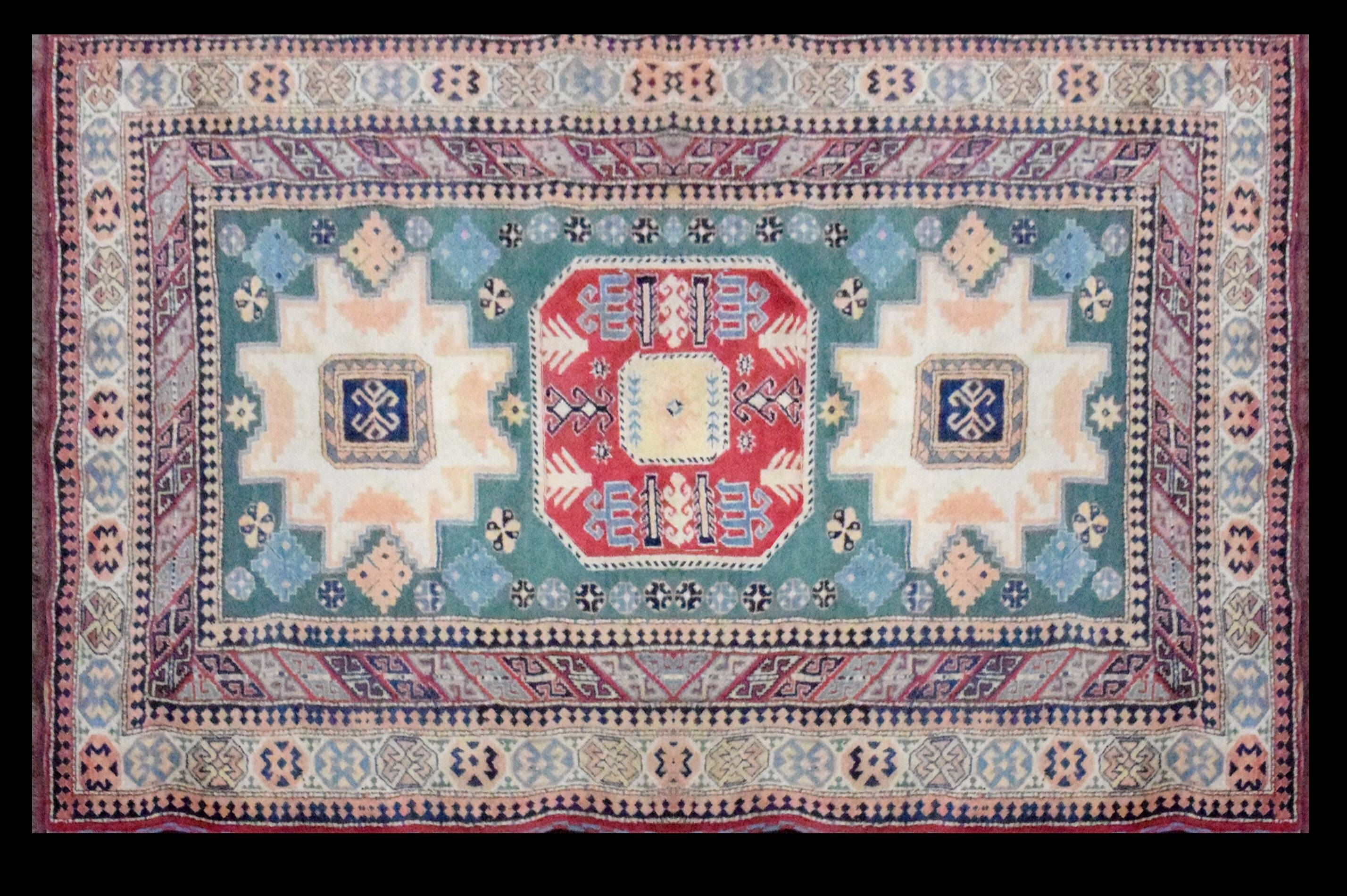 Handmade Oriental Rug Kazak Afghan: 1.66 X 2.64 Meters