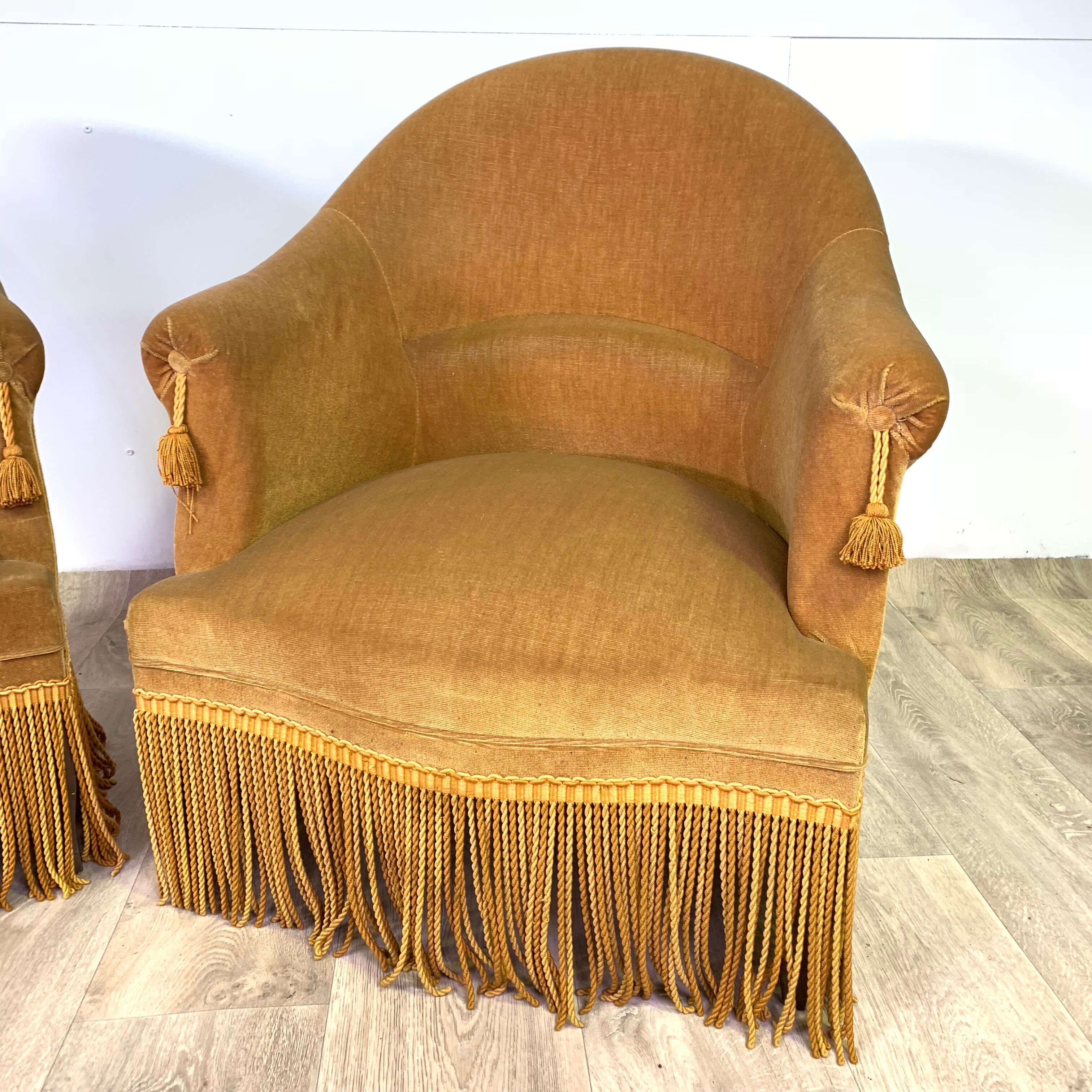 Pair of armchairs velvet yellow cl