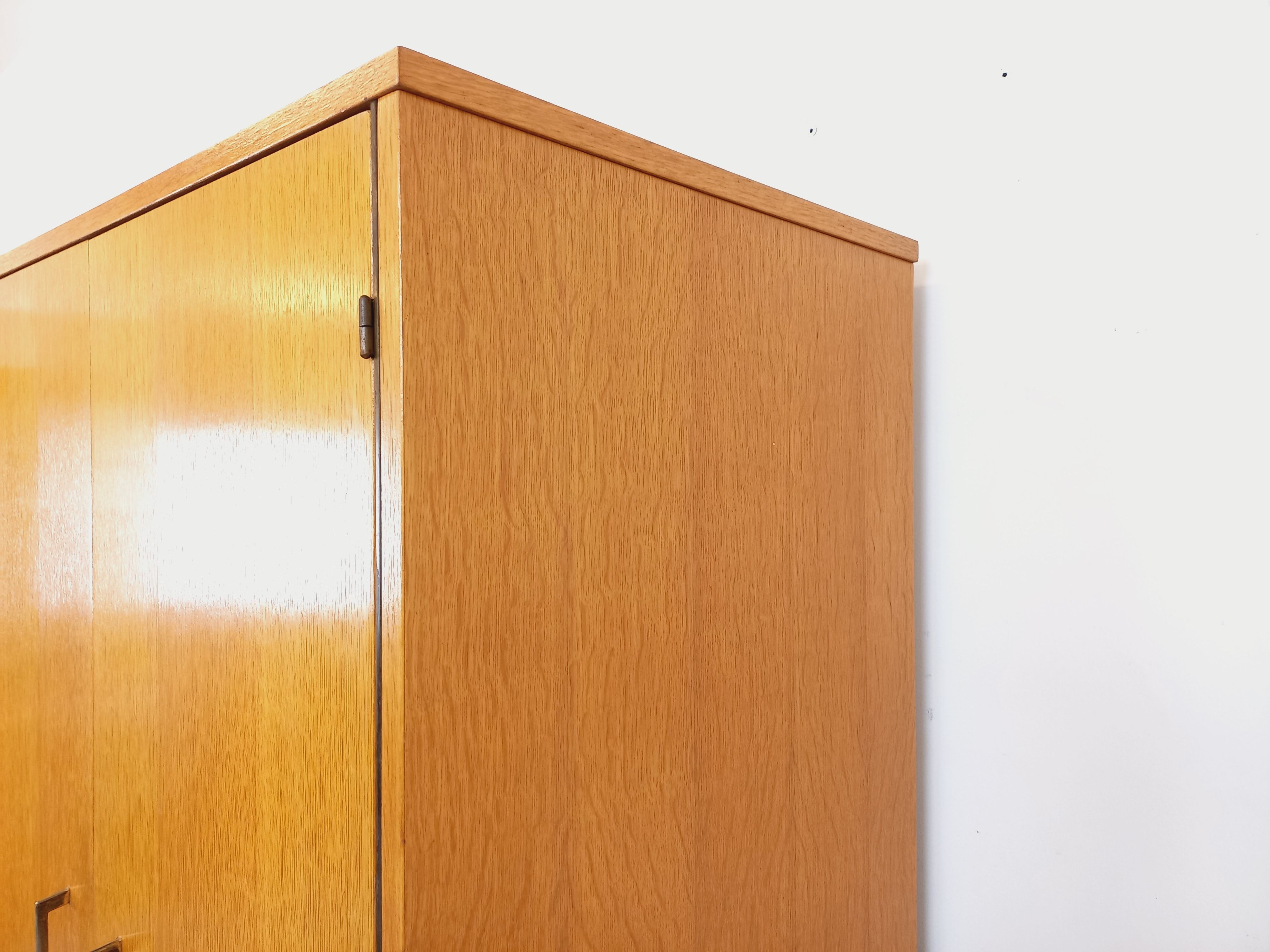 Vintage oak wardrobe from the 1960s.