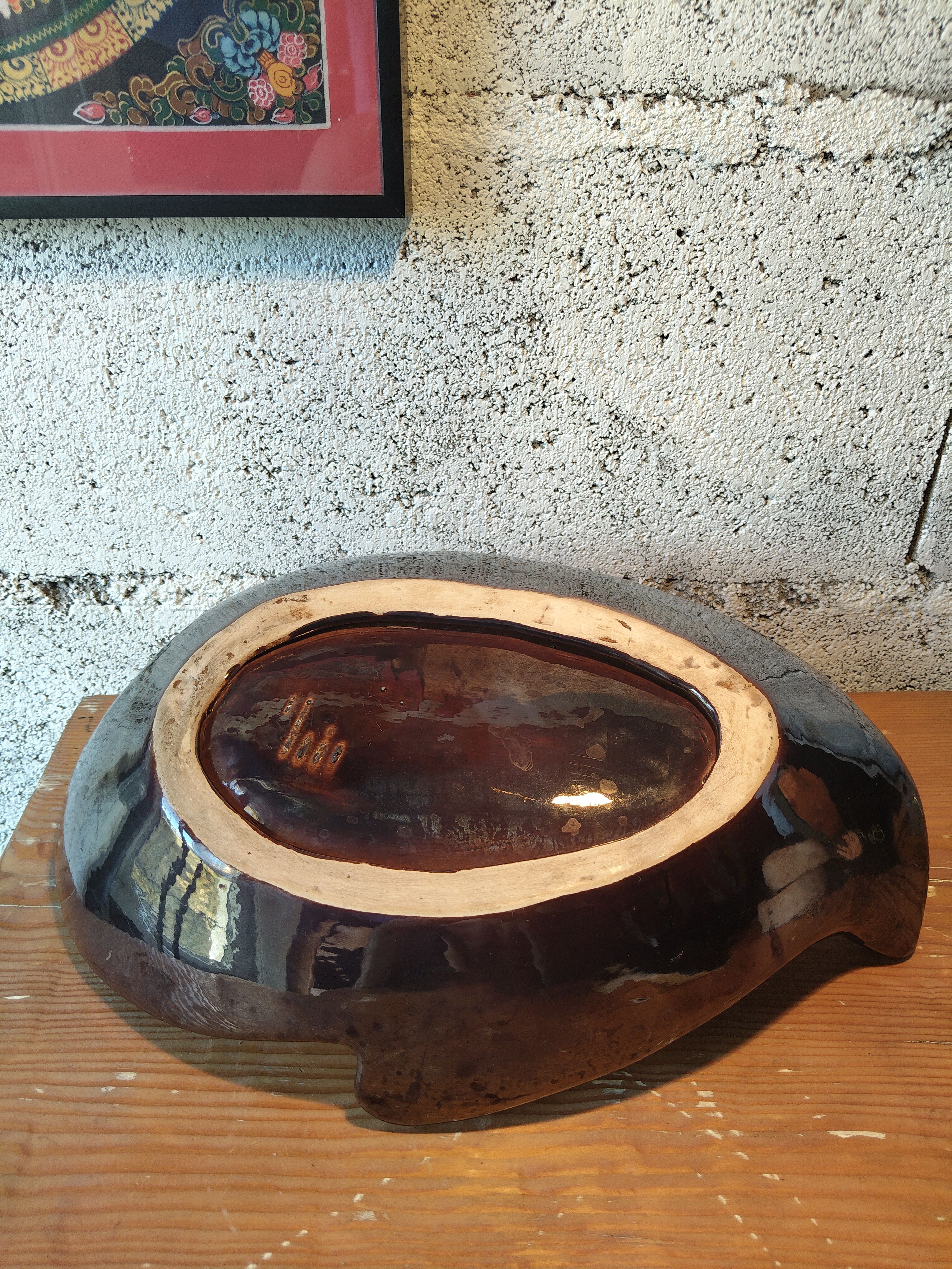 Large solar-shaped ceramic bowl, France, 1950s-1960s.