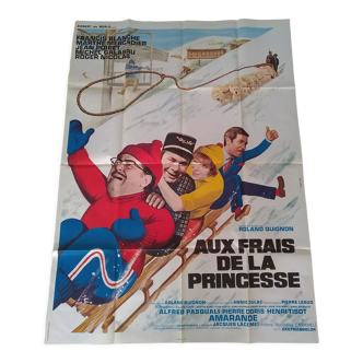 Une affiche de cinéma pliée originale : Aux frais de la princesse 1969 Francis Blanche