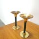 Brass candlesticks with dark green vintage