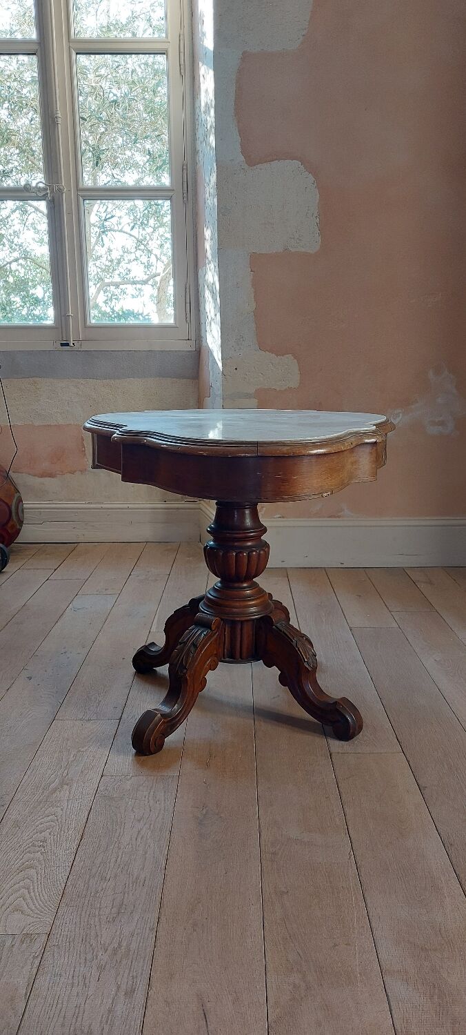 Console table in wood and marble