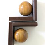 Walnut and Cherry Wood Bookends | pair of 2 | midcentury