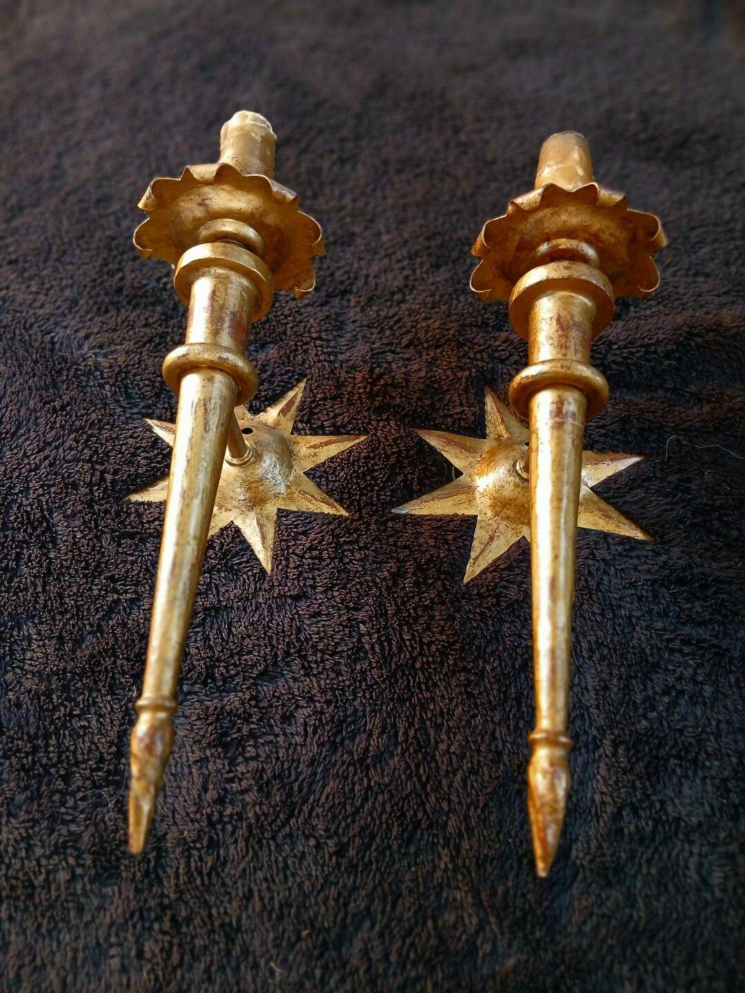 splendid set of gilded iron wall sconces by Gilbert Poillerat