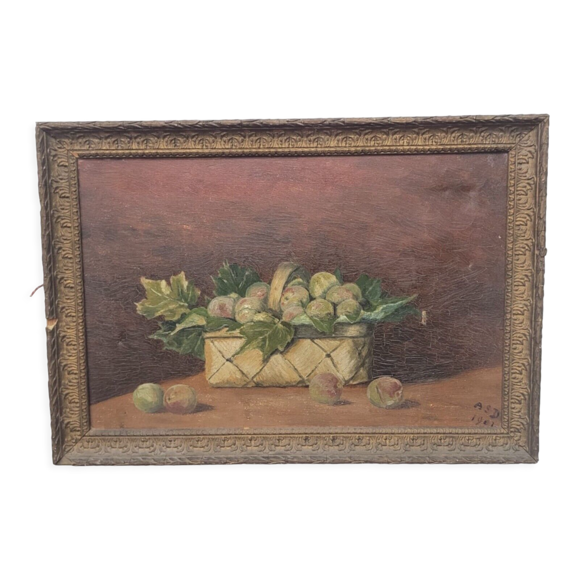 Huile sur toile nature morte ASD 1902