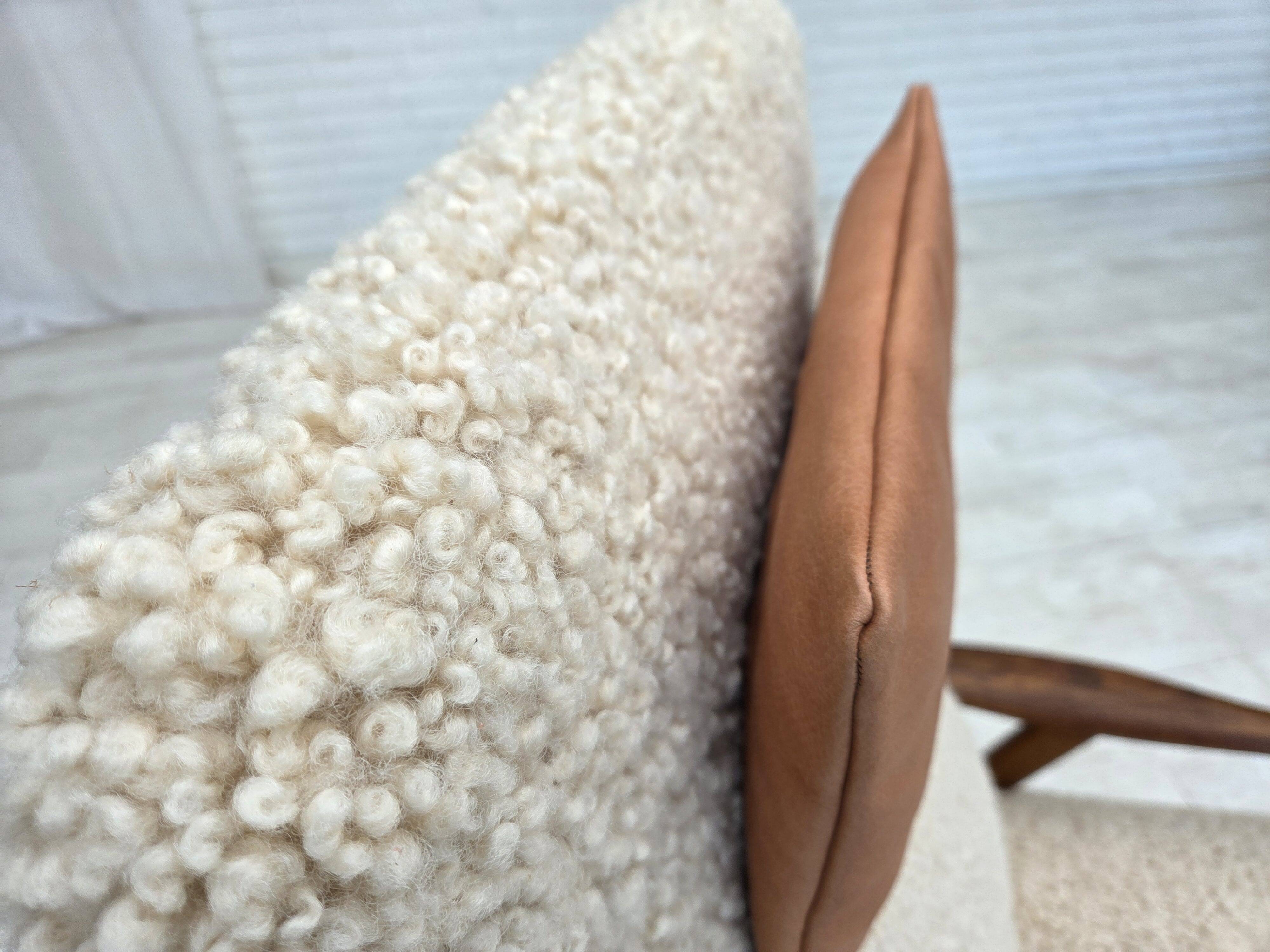 1960s, Danish design by Alf Svensson, genuine sheepskin, reupholstered.