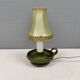 Small ceramic table lamp with beautiful green glaze and original shade, 70s