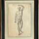 Tableau dessin ancien homme écorché Anatomie XVIIIe