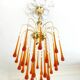 Lustre cascade vintage |  26 gouttes en verre ambré