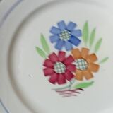 8 old flat plates decorated with flowers, Agnès model by K&G Lunéville
