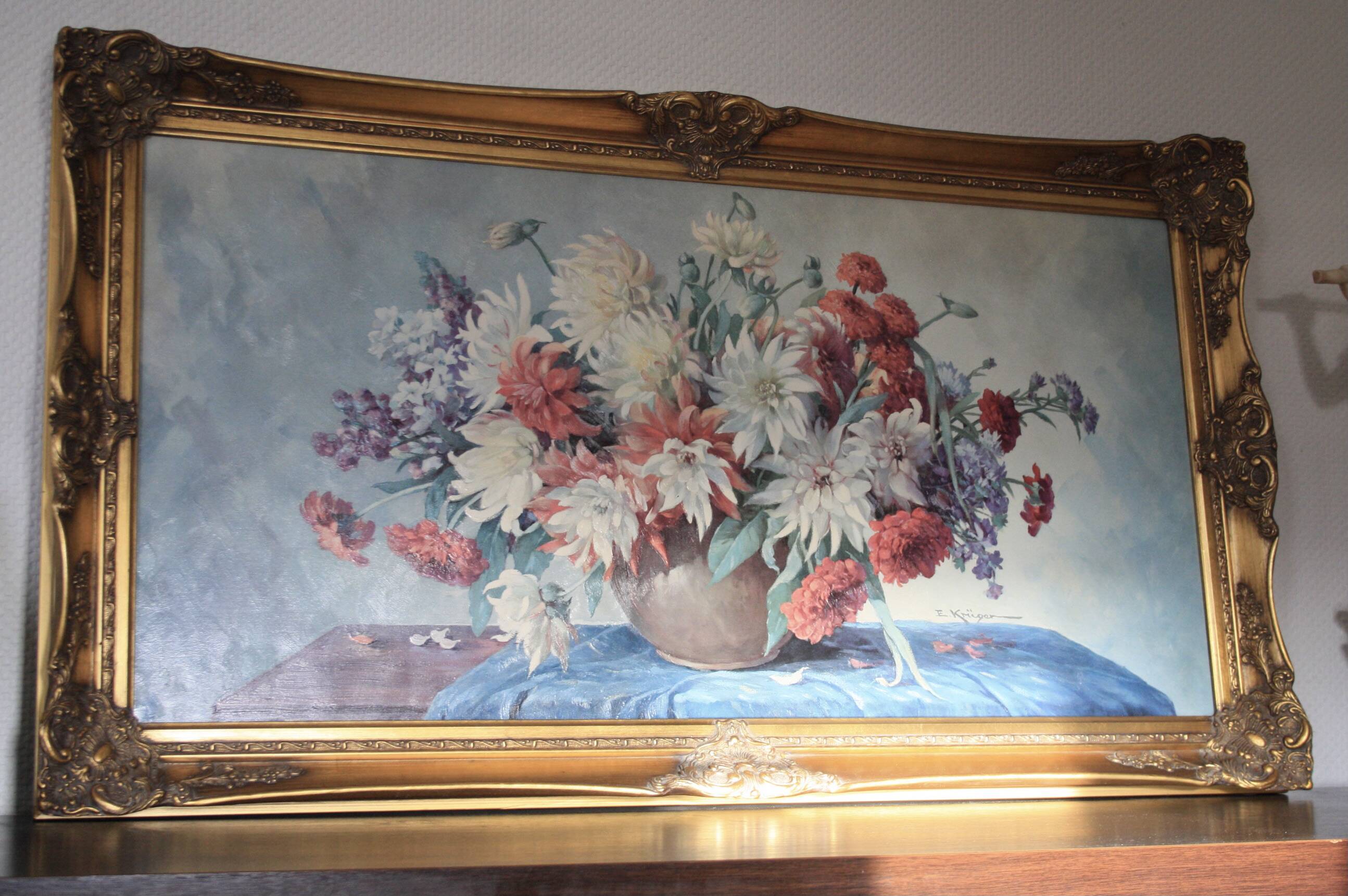 Grand tableau huile sur toile cadre doré