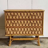 Commode en rotin vintage