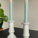 Antique White Ceramic Candlesticks