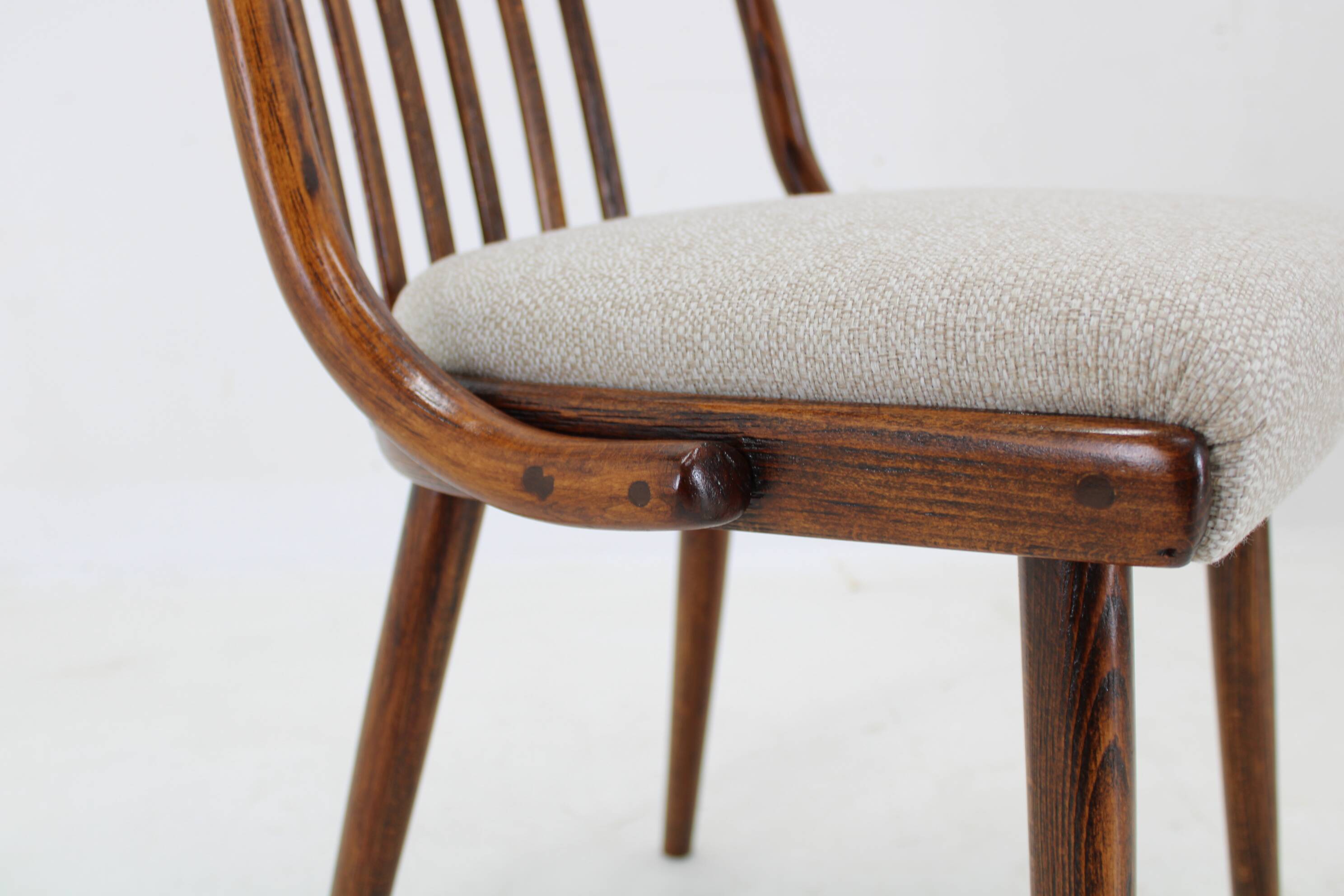 1960s Antonin Suman Set of Six Beech Dining Chairs, Restored